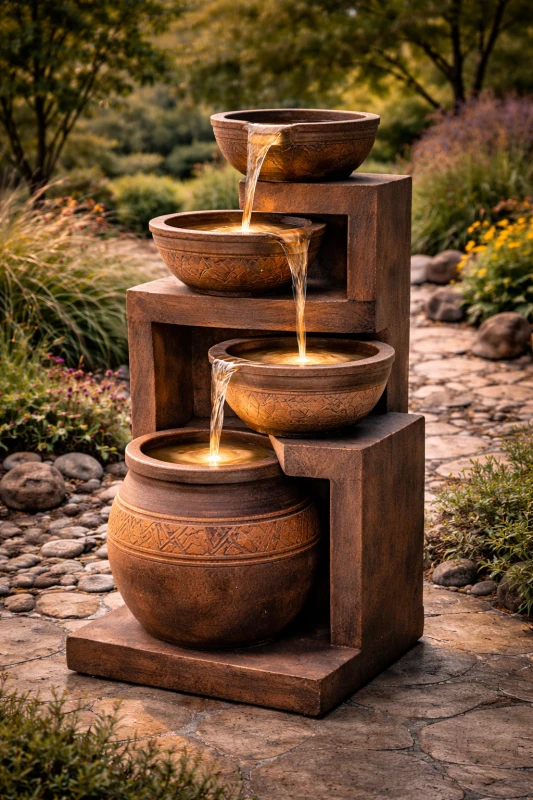 Cascade Harmony Concrete Waterfall Fountain